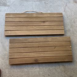 Two Plain Wood Signs One Slightly Chipped 