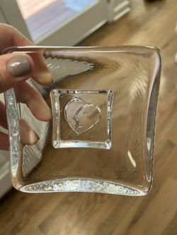 1990's Kosta Boda Bertil Vallien Days of Week "Saturday" Heart Face Glass Dish