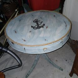 Hand Painted Nautical Theme Decorative Table Excellent Condition 