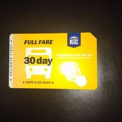 30 Day Full Fare Bus Pass Not Validated Yet Unused