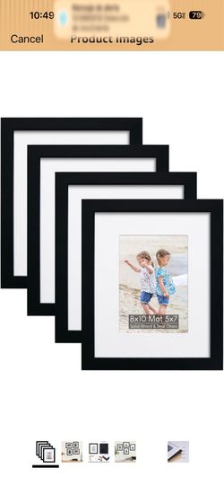 8x10 Wooden Picture Frame Set of 4 (with 5x7 Mat), Solid Wood with Real HD Glass, for Tabletop or Wall Mount, Home Office Photo Frames Collage Wall Dé