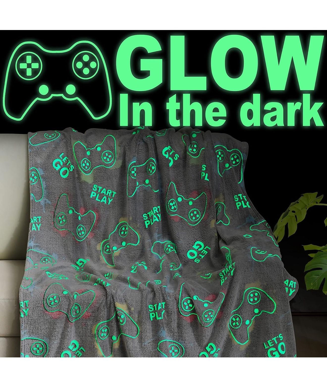 Glow In The Dark Blanket For Gamers. 50x60
