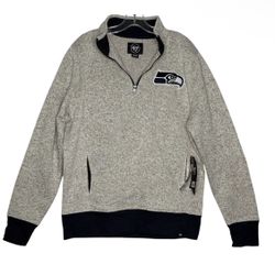 Seattle Seahawks NFL 1/4 Zip Sweatshirt Mens Medium Patch Logo 47 Brand Gray NWT