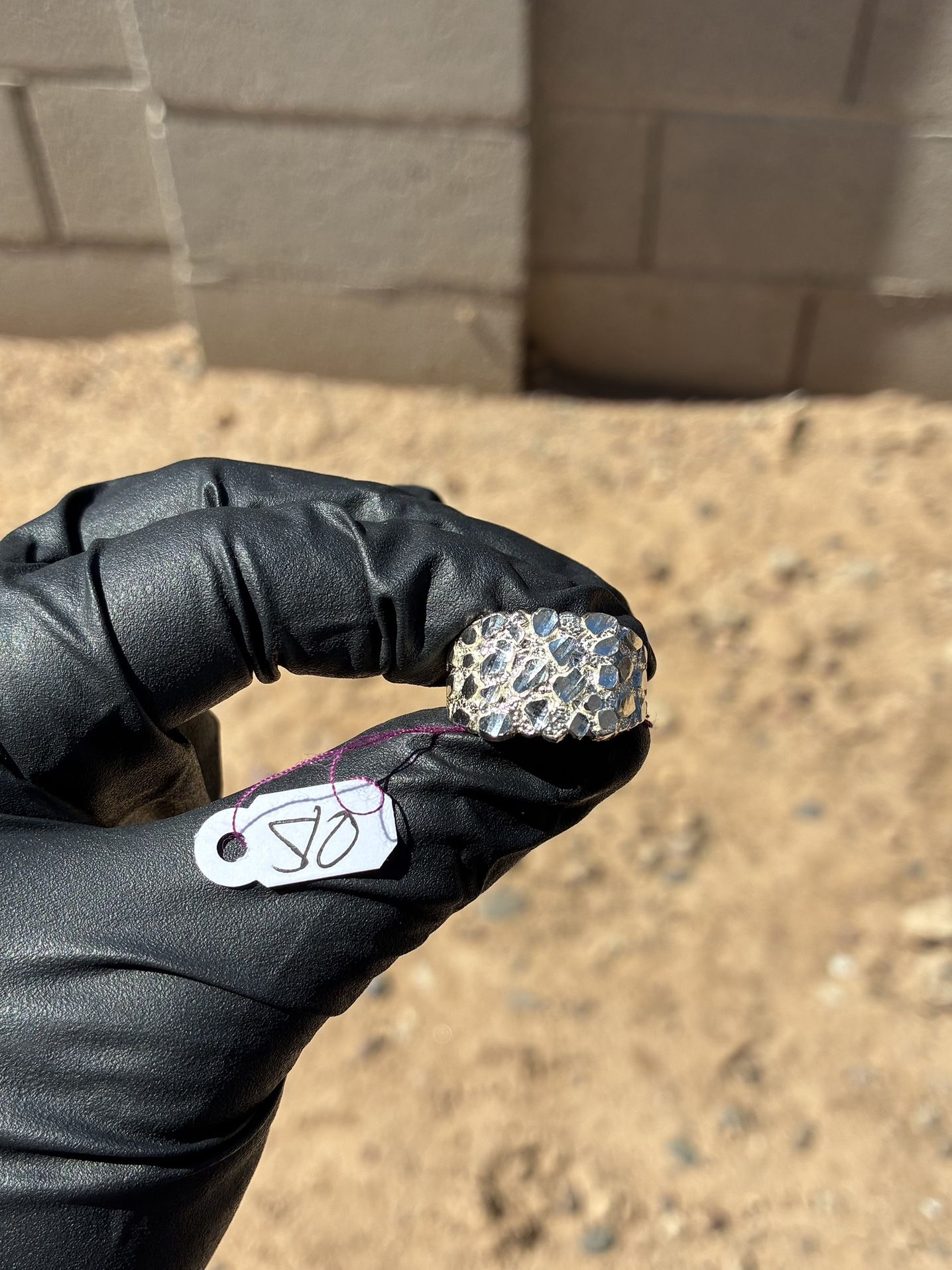 925 Silver Nugget Ring With Diamond Cut 