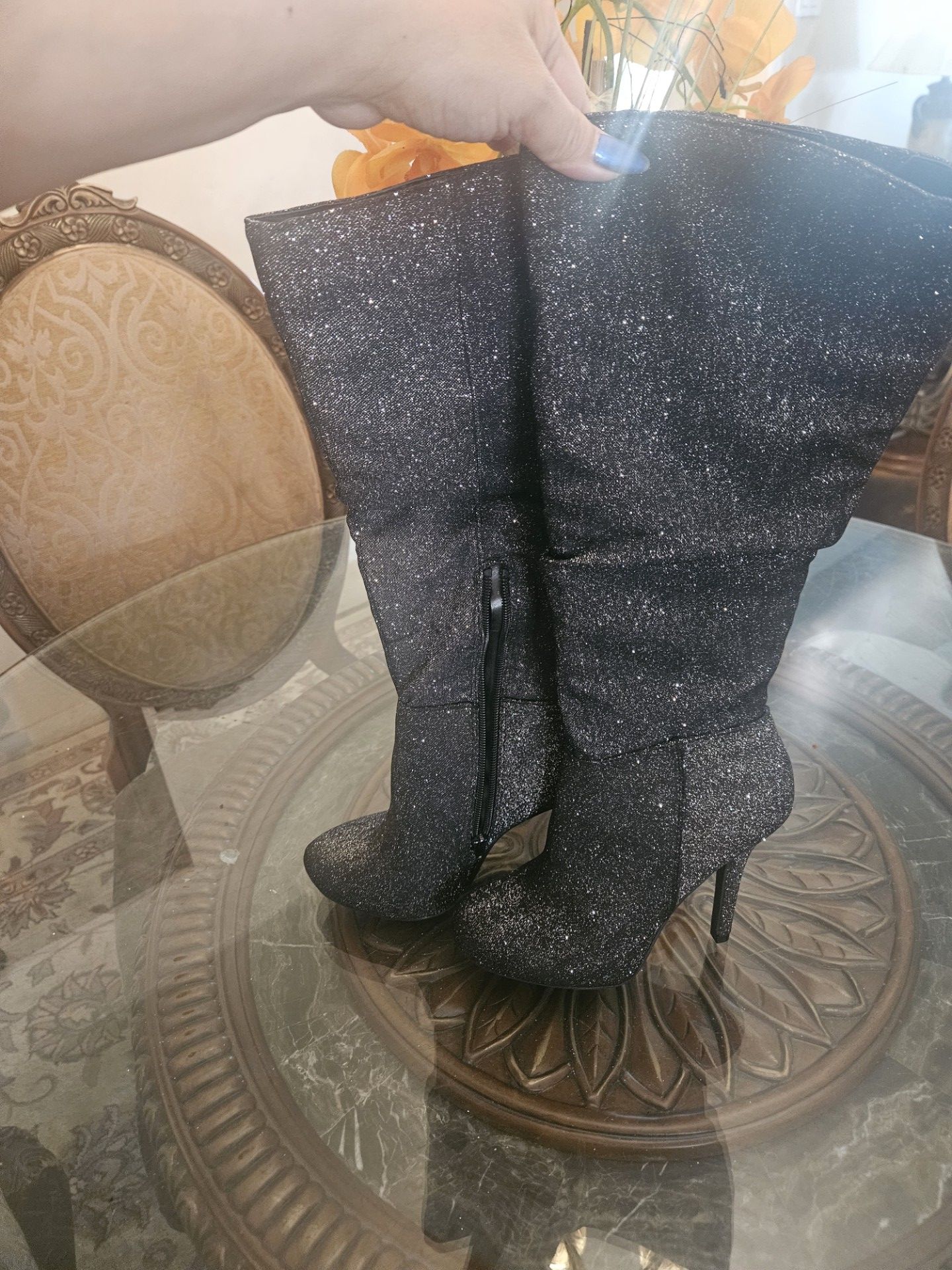 Black Sparkly glitter high heel boots 2👀READ BELOW FOR LOCATION ✅️