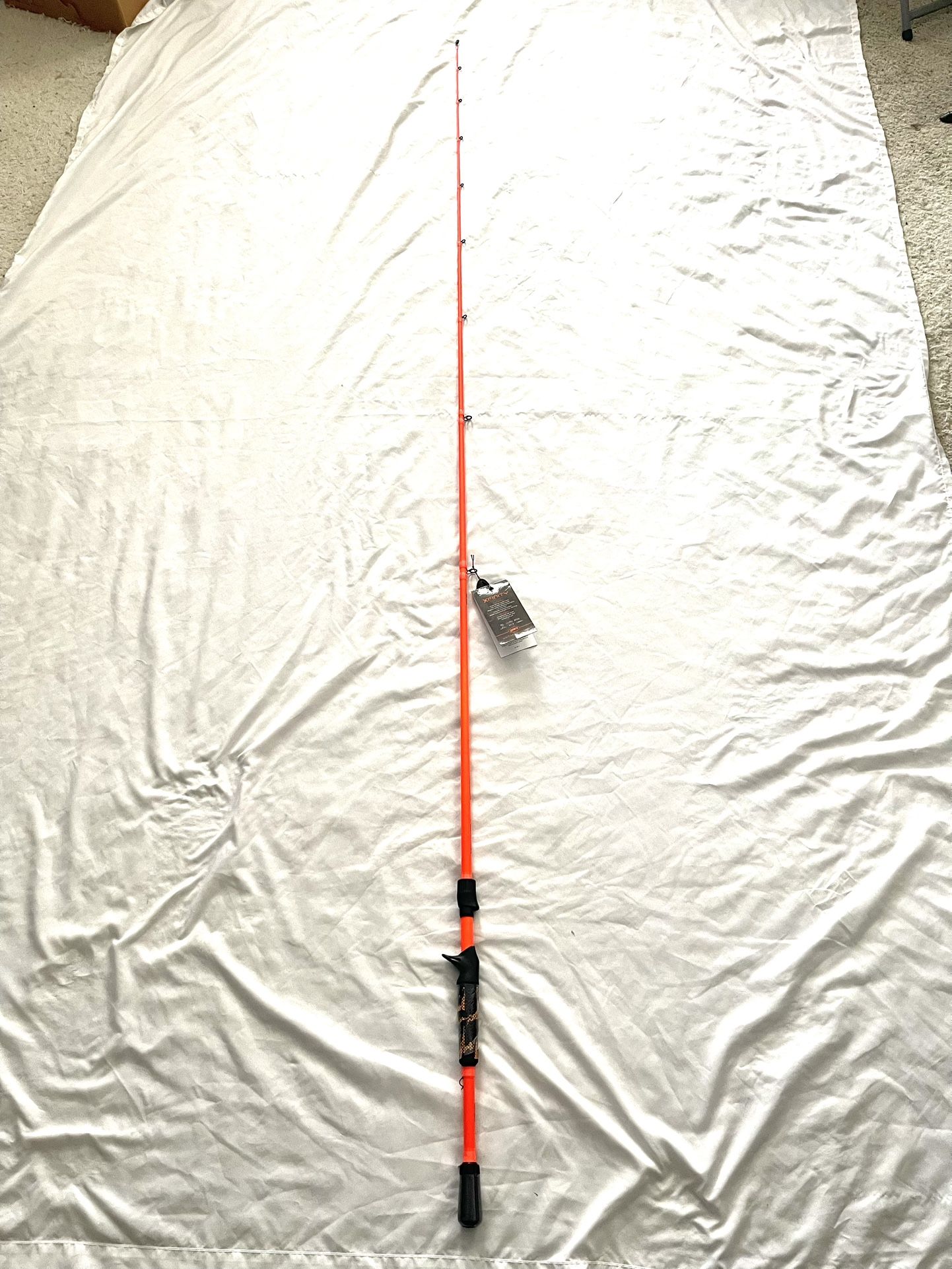 Brand New Never Used With Tags Lew’s (Xfinity-Speed Stick) 6ft-10” Medium, Heavy Action Fishing Rod. This Is For A bait caster Fishing Reel.