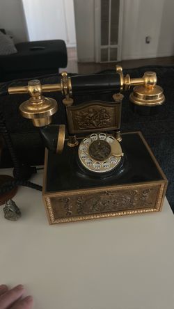 Antique house phone black and gold