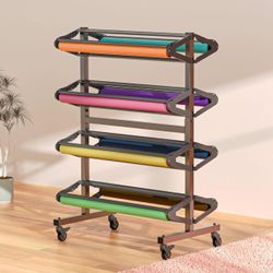 Art Paper Roll Dispenser, Paper Roll Holder Rack and Cutter for Craft Paper Butcher Paper Art Paper Gift Paper Vinyl Storage Holder Holds Eight, 36inx