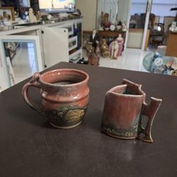 Set Of 2 Unusual Abstract Mugs, Beautiful Studio Art