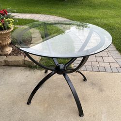 Dining Metal Base Table 36” Glass Top