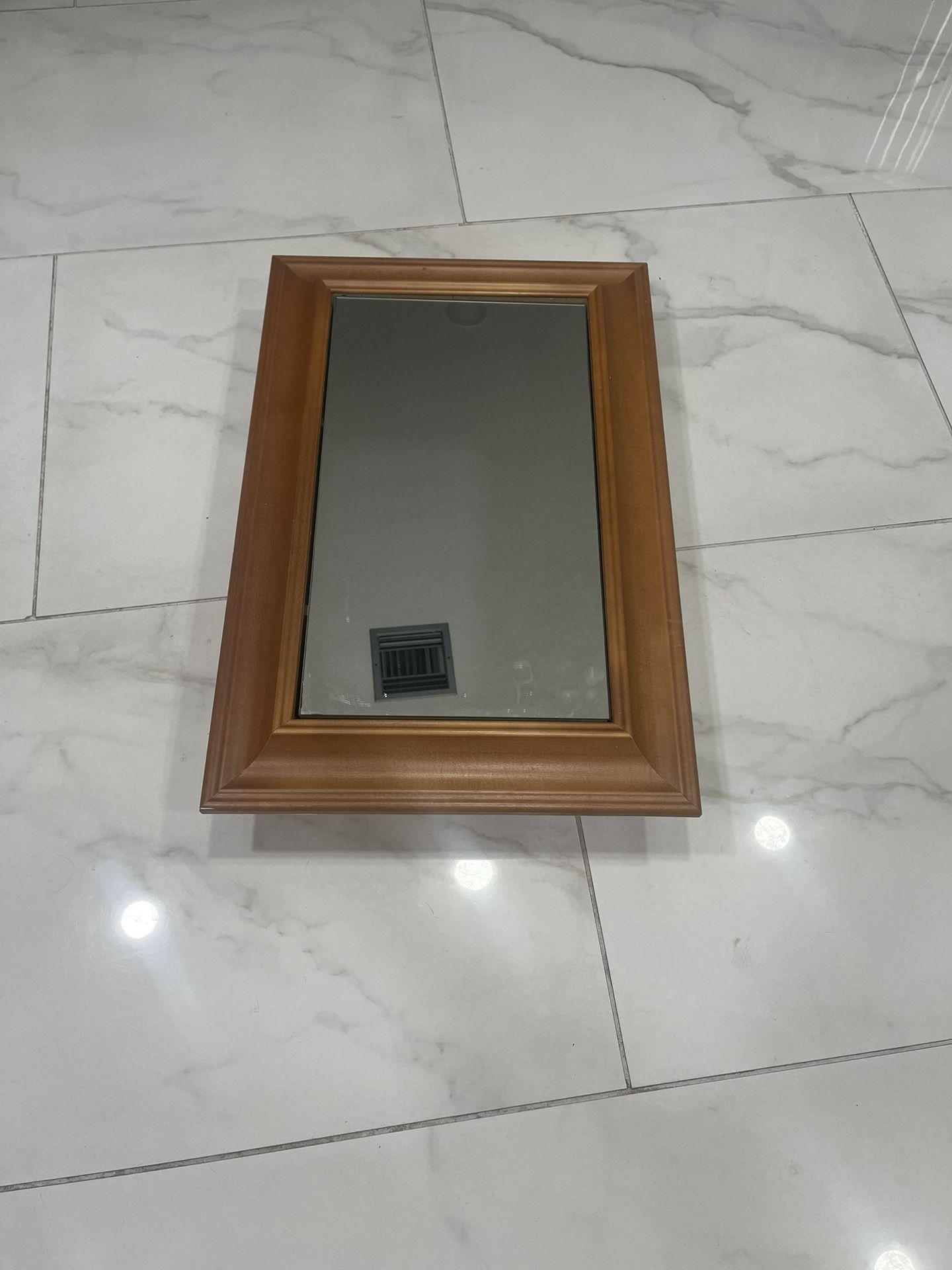 Wooden vanity with mirror