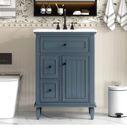 Assembled new 24 Inch Bathroom Vanity with Sink Combo, Freestanding Bathroom Vanity with 3 Drawers &