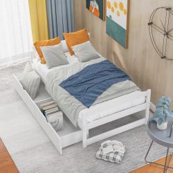 Harper & Bright Designs Contemporary White Wood Frame Twin Size Platf | SaleSumo INSANE DEAL (FIRM)
