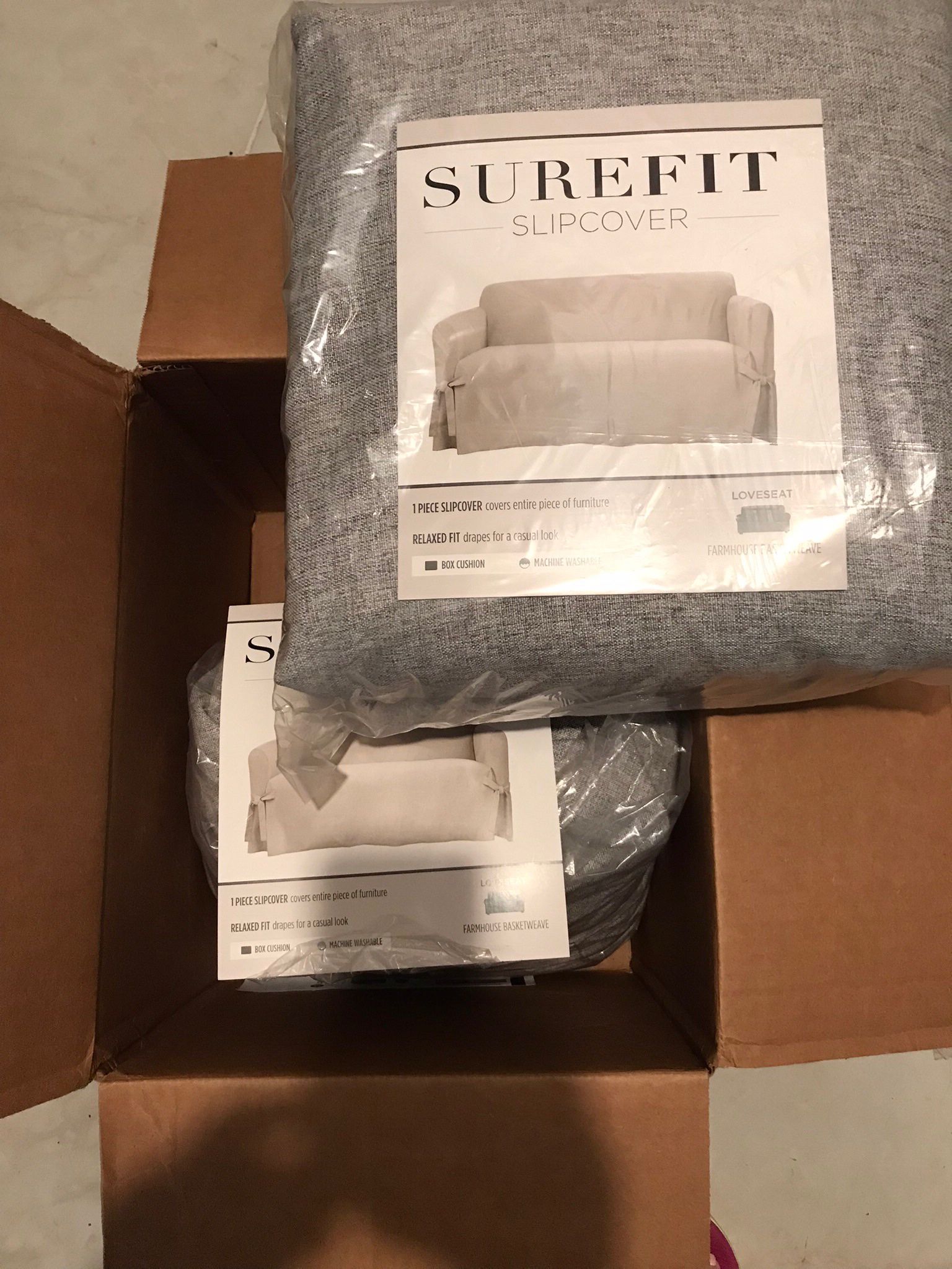 SUREFIT Relaxed Fit Loveseat Slipcovers (2pks) $80 Each Or Both