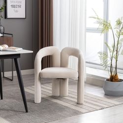 008 Velvet Fabric Upholstered Accent Chair, Barrel Side Chair with Curved Back and Soft Cushion, Contemporary Designed Dining Armchair, for Living Roo