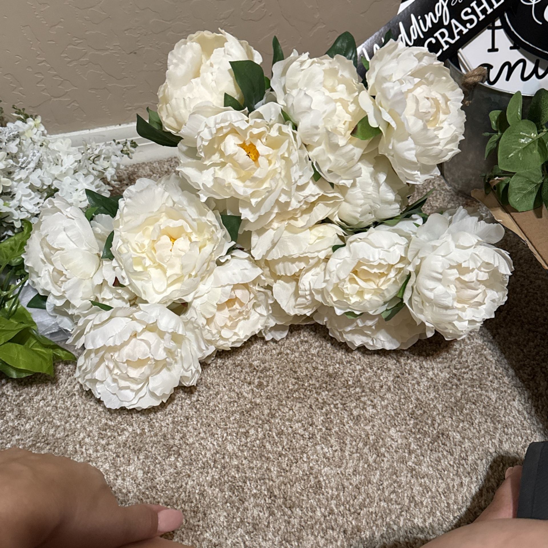 White Ashland Bush Gerbe PEONY from Michael’s/artificial Flowers