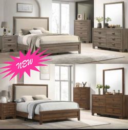4- Pc Bedroom set Dresser,Mirror  Nightstand (1) Queen size bed frame  Not including Mattress and Box Sp