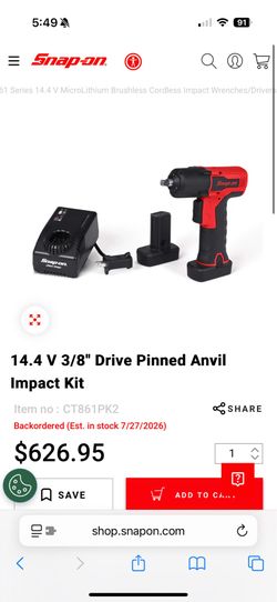 14.4 V MicroLithium Brushless Cordless Impact Wrench Battery Not Included Llave de impacto inalámbrica sin cepillo con batería de Micro Litio de 14,4 