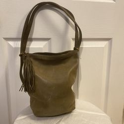 HOBO International Blaze Leather Bucket Handbag Convertible Bag Olive Gr…