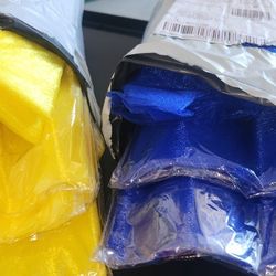 Royal Blue And Yellow Tule . Foam Roses And Glitter Gold Bows 
