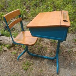 School desk attached discount chair