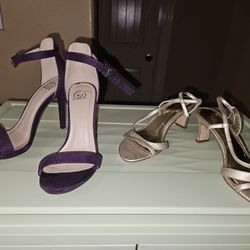 Open Toe Stiletto Strappy Heeled Sandals Ankle Strap High Heel Velvet Purple size 6 used $12

Gold DRESS SANDAL size 6 used $10