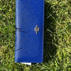 Coach Slim Wallet Crossgrain leather Gold/Sport Blue