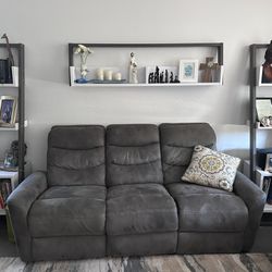 Living Room Set - Reclining Sofa Loveseat TV Stand Shelves 