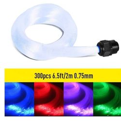 Fiber Optic Cable 6.5ft 300pcs 0.03in(0.75mm) Plastic End Glow Optical Fiber Cables for Star Sky Ceiling Fiber Optic Lights and Any Light Engine Drive