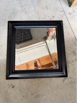 Black wood square mirror