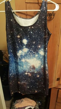 Galaxy dress size small. Very soft material