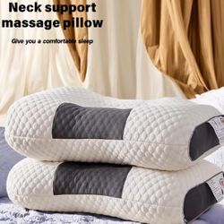  2 Pcs Neck Pillow Help Sleep And Protect The Neck Cervical Orthopedic Soybean Fiber Massage Household SPA Pillow For Sleeping