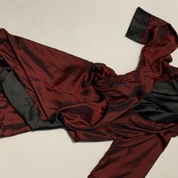 Sweet Glitter Mens Smokers Jacket Silk Robe-Red