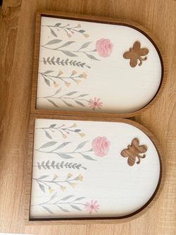 Floral Wood Set of 2