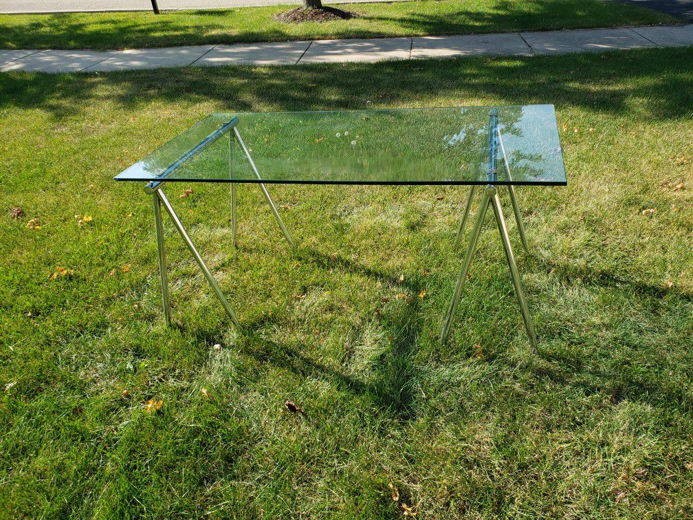 Modern Glass Table With Metal Legs 