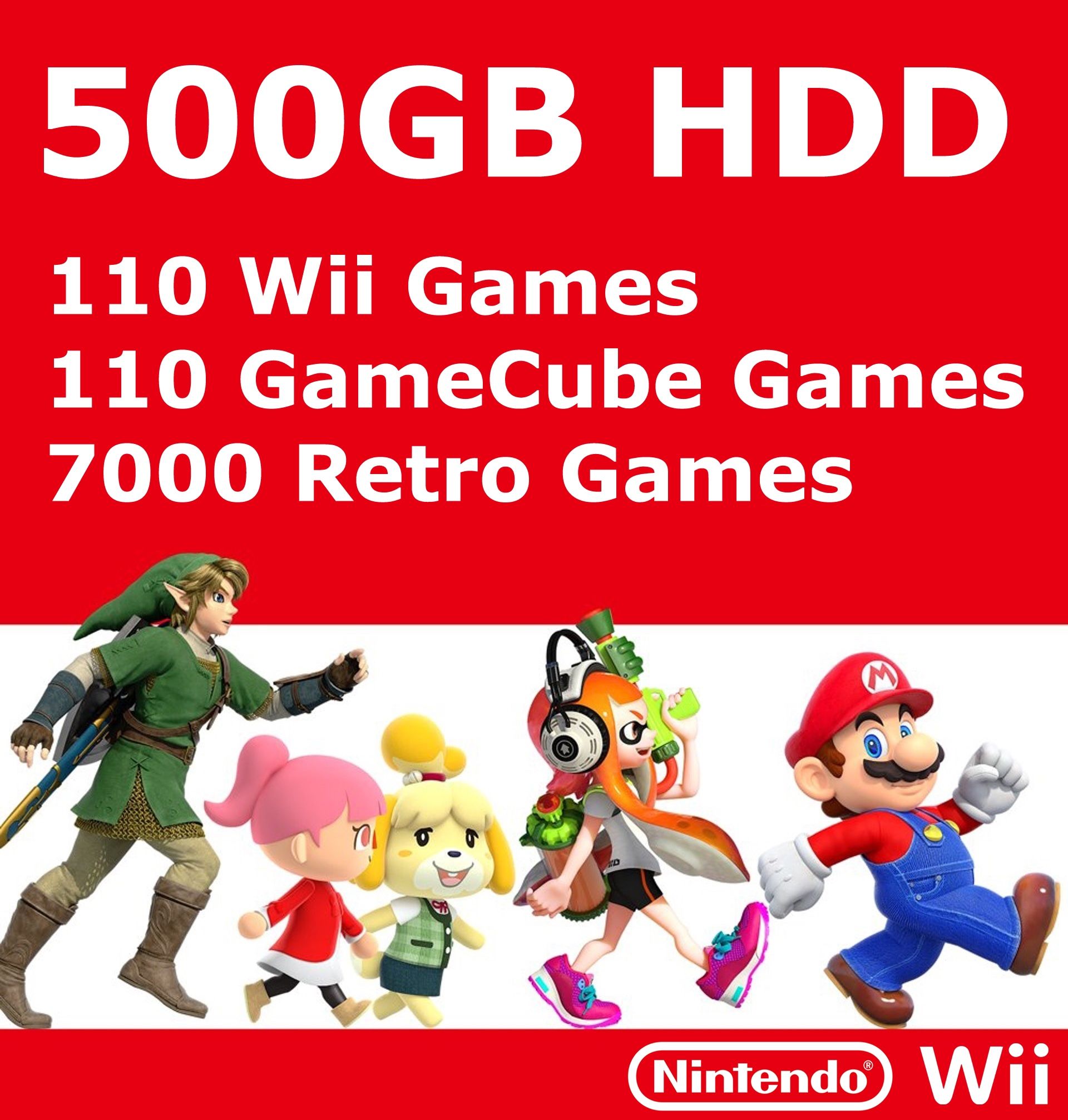 500GB HDD With Games for Nintendo Wii