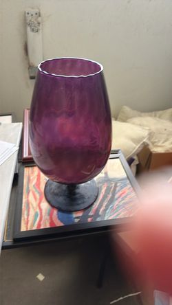 Large Purple Glass Footed Vase