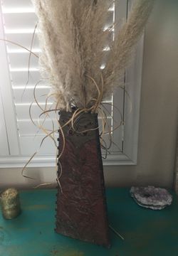 AMAZING COPPER STAMPED BUTTERFLY VASE