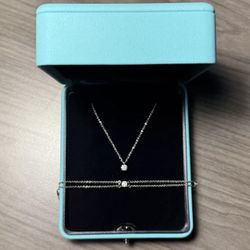 Tiffany & Co. Solitaire Diamond Pendant & Bracelet Set 
