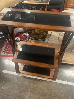 Wood and Glass Metal Shelf