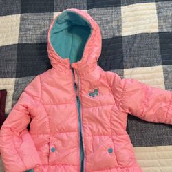 Little girls, jacket, pink, and aqua inside