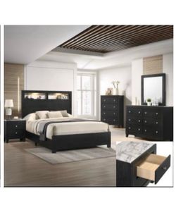4- Pc Bedroom set Dresser,Mirror  Nightstand (1) Queen size bed frame  Not including Mattress and Box Sp