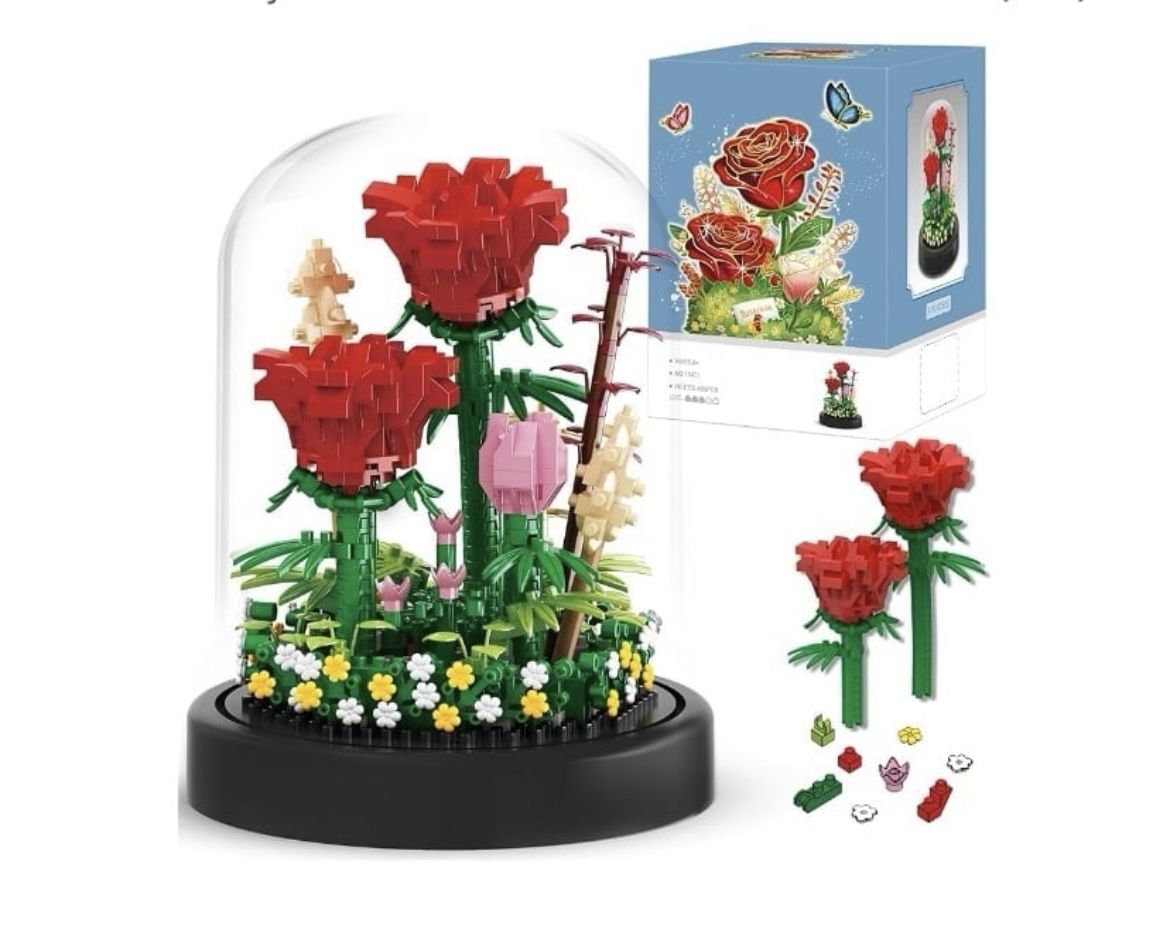 Flower Bouquets Building Sets, 596PCS Red Rose Flower Building.    (AB)