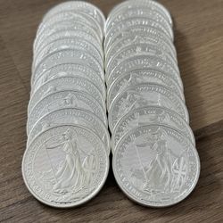 1 Tube Of Silver Britannia Coins - 25oz Total