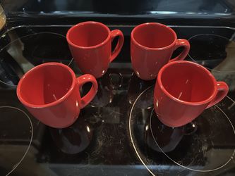 Set Of 4 Red Corelle Mugs - 92124