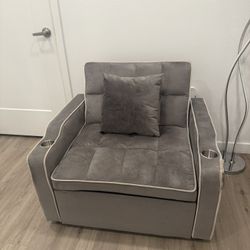 🔥 Convertible Sofa Bed Chair – Grey Velvet 🔥