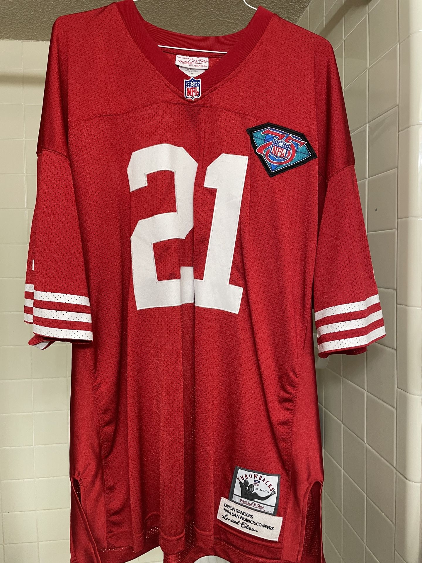 Deion Sanders #21 San Francisco 49ers 1994 Mitchell & Ness Jersey 75th NFL 2XL
