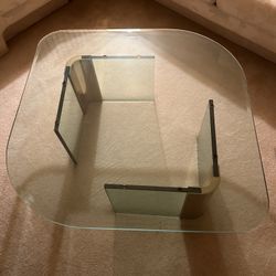 Glass Coffee Table w/Brass Side Trim