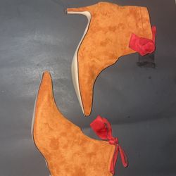 Cute Orange Brown Heels With Bow Size 12