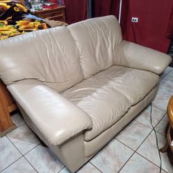 Bone Leather Sofa (Minor Wear)